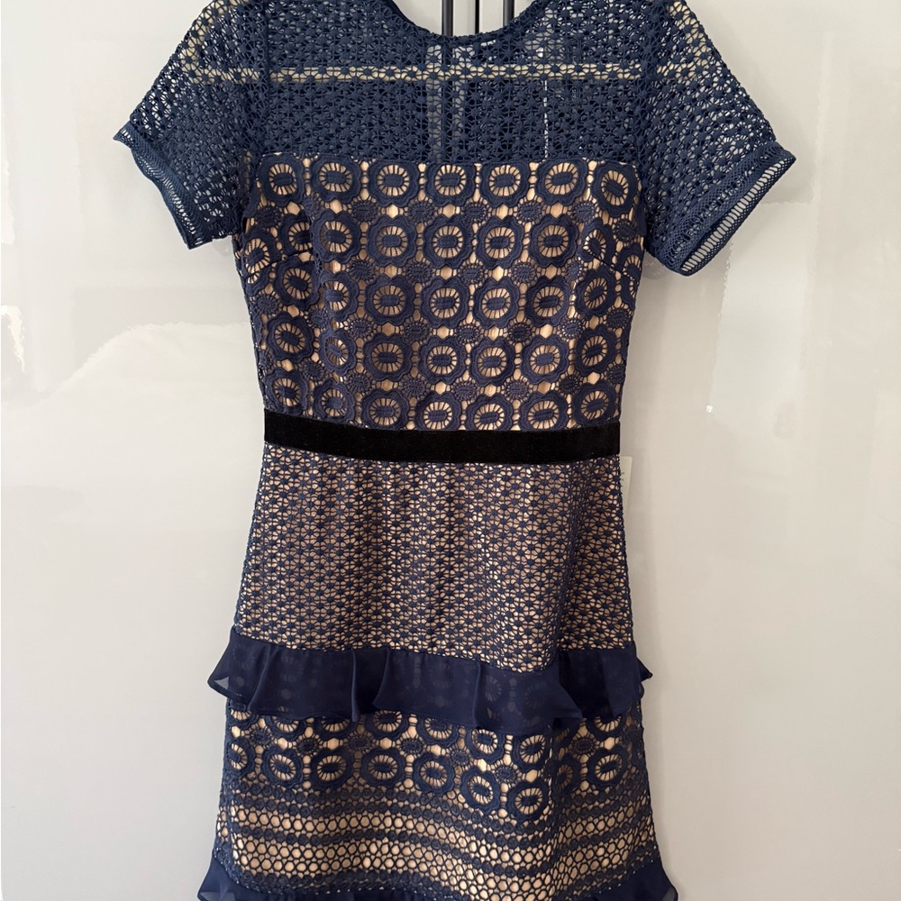 Nordstrom Chelsea28 Lucy Paris Navy Peplum Sheath Dress XS NWT